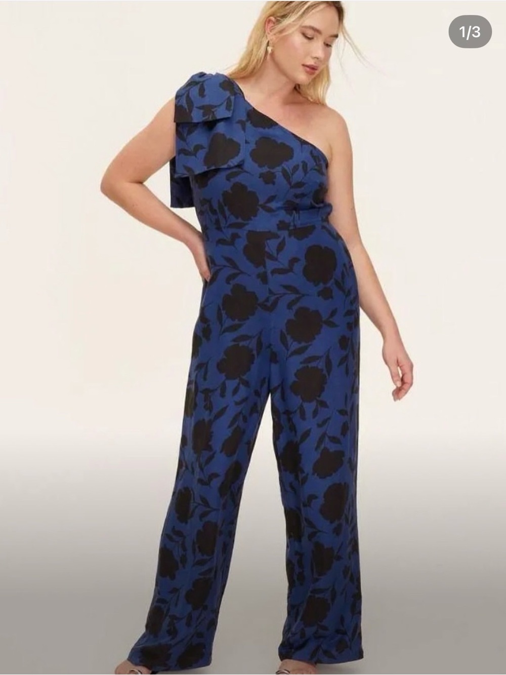 One-Shoulder Blue Floral Kate Spade Jumpsuit